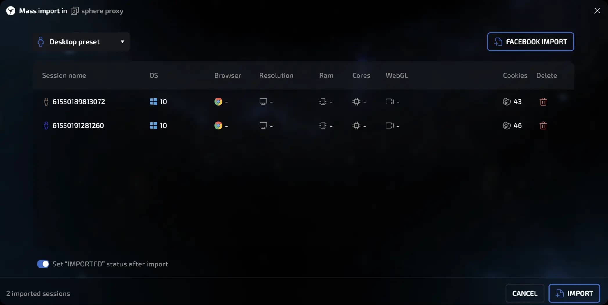 facebook preset