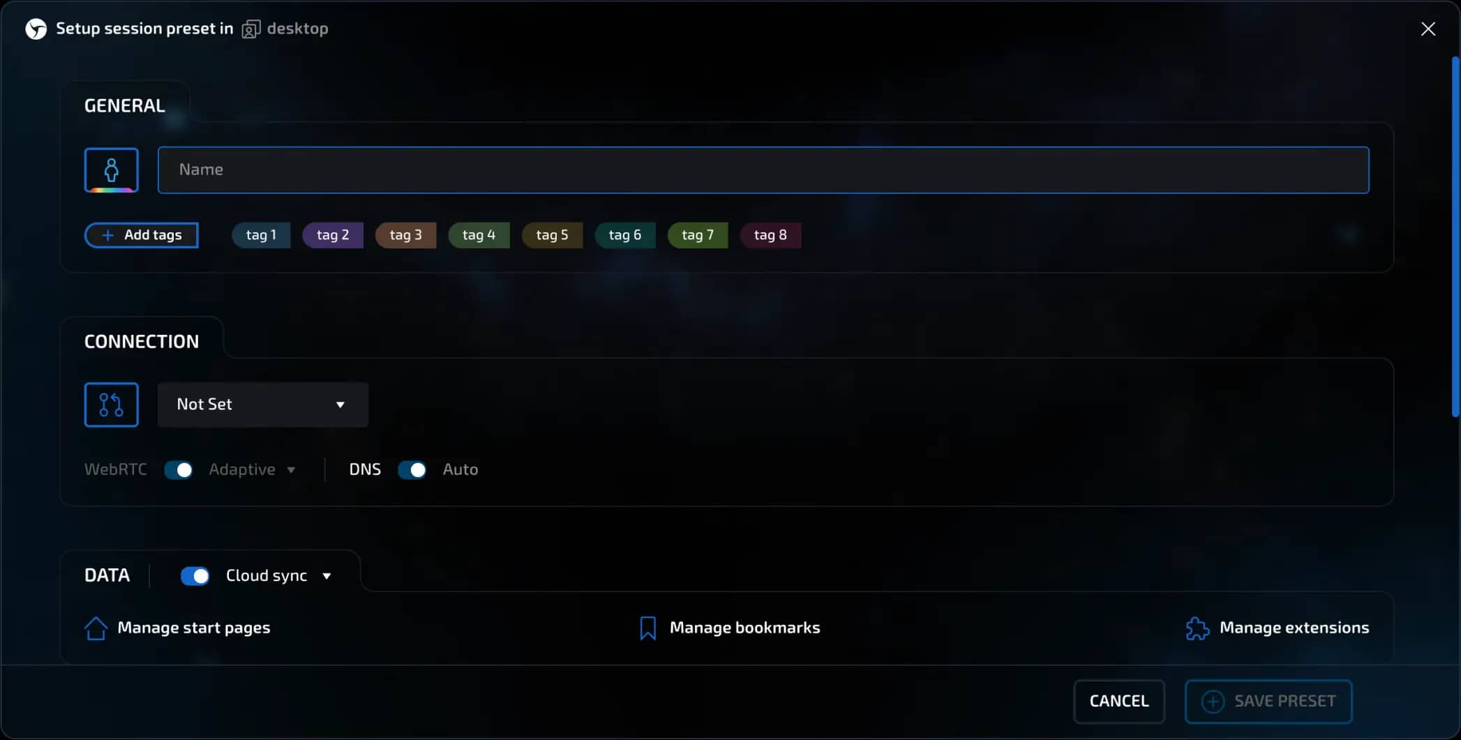 preset setup