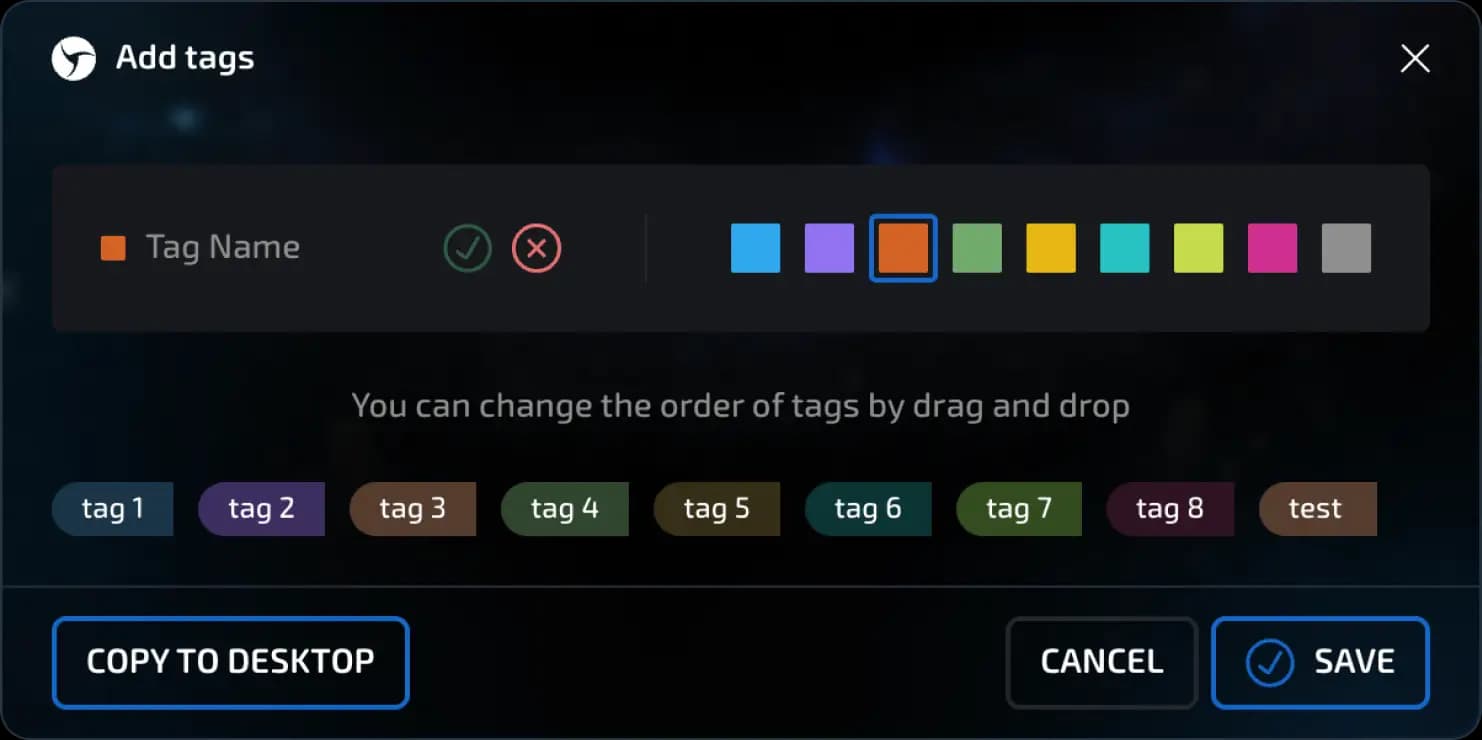 add tags menu