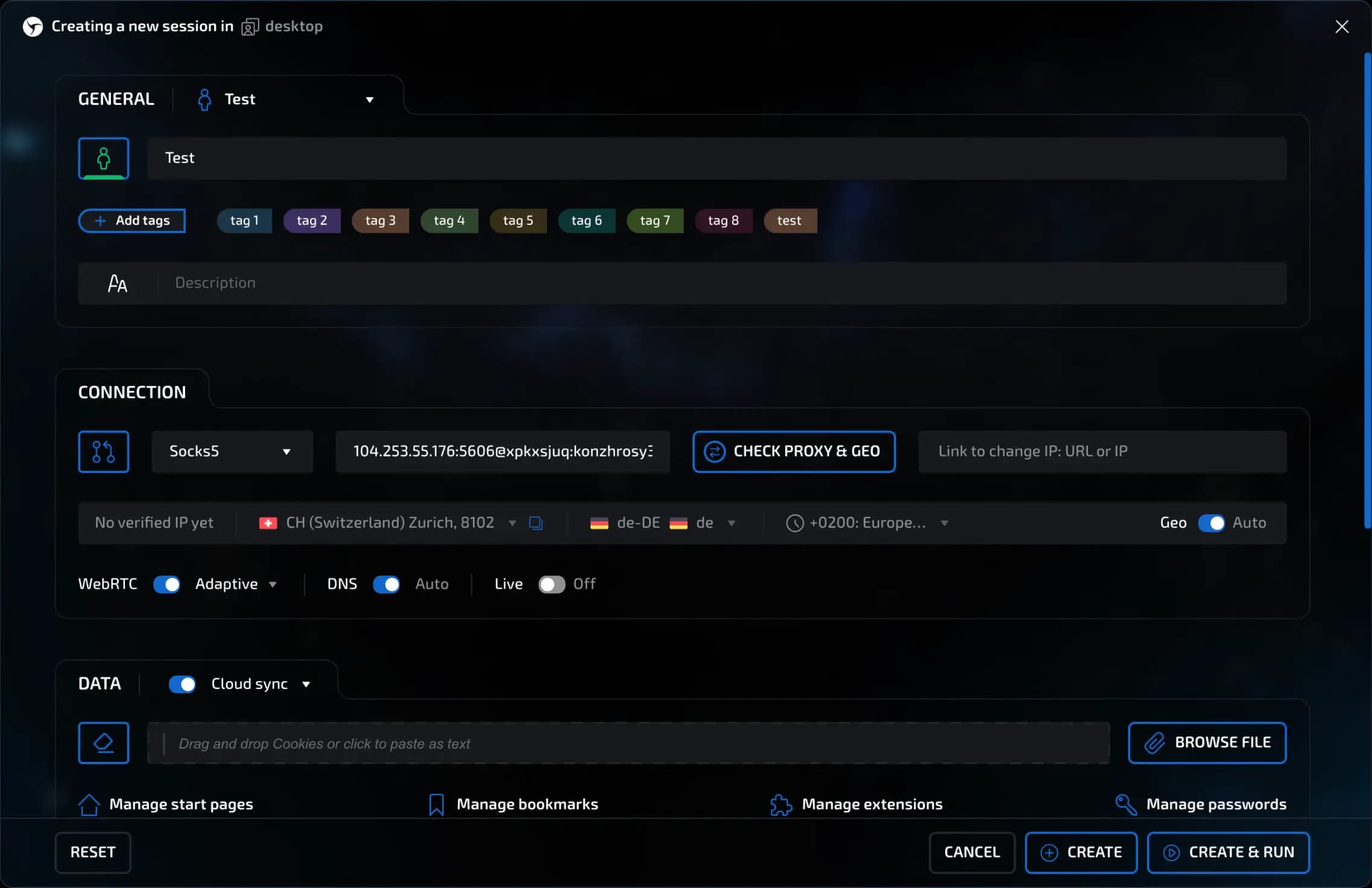 creating new session