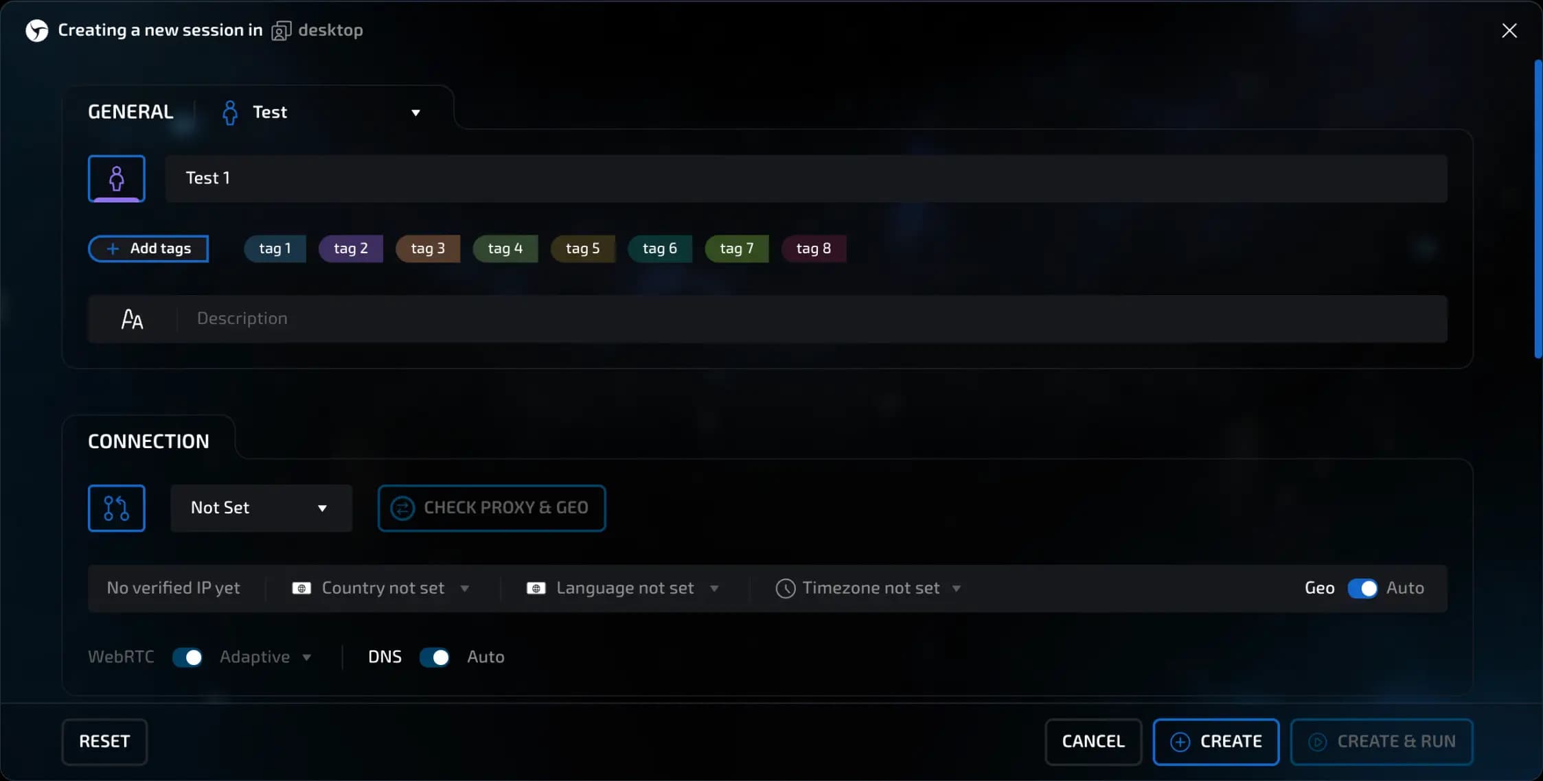 creating new session