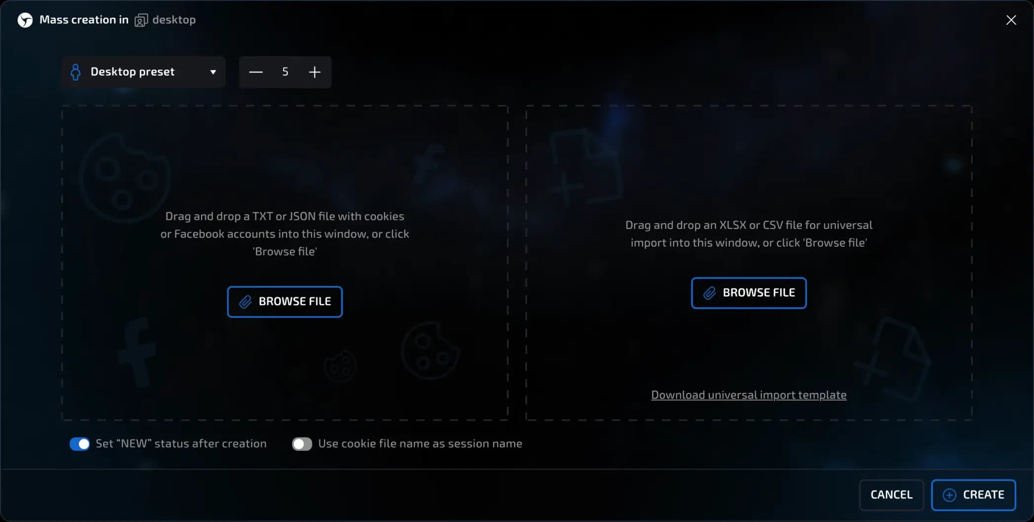 empty (creation from scratch)