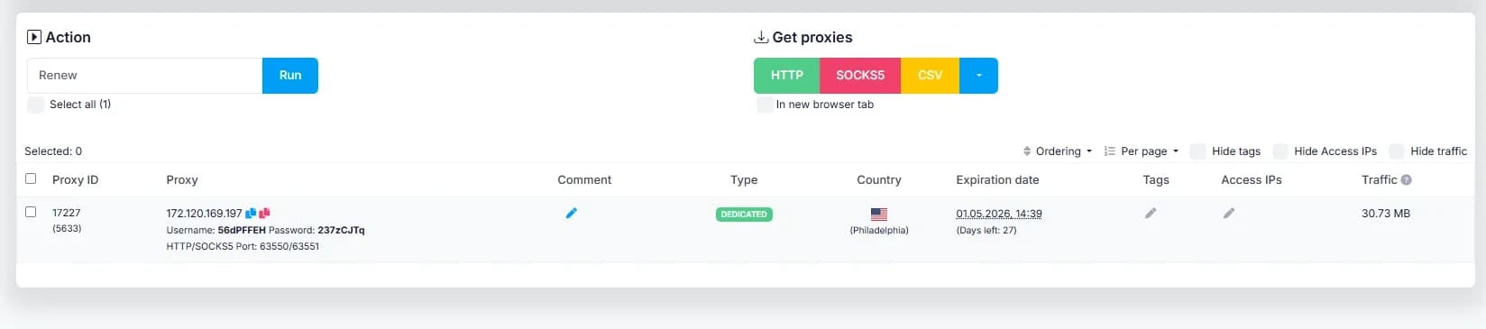 ProxyStores Review: Prices, GEOs, Speed, and Proxy Performance in Linken Sphere - img 3