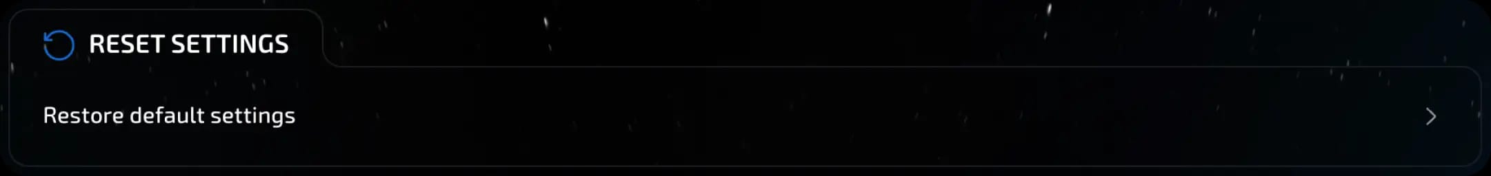 reset settings