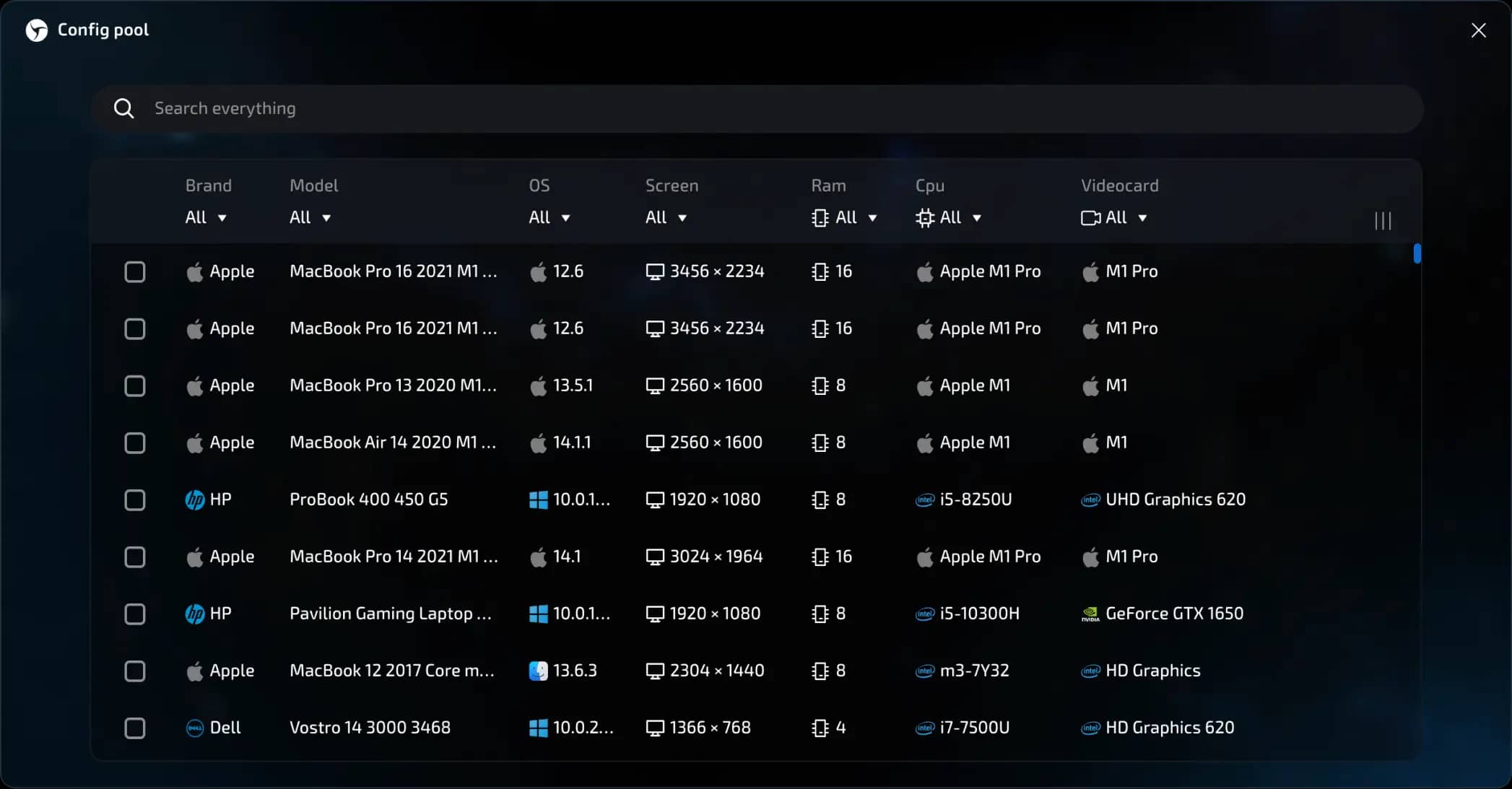 config pool