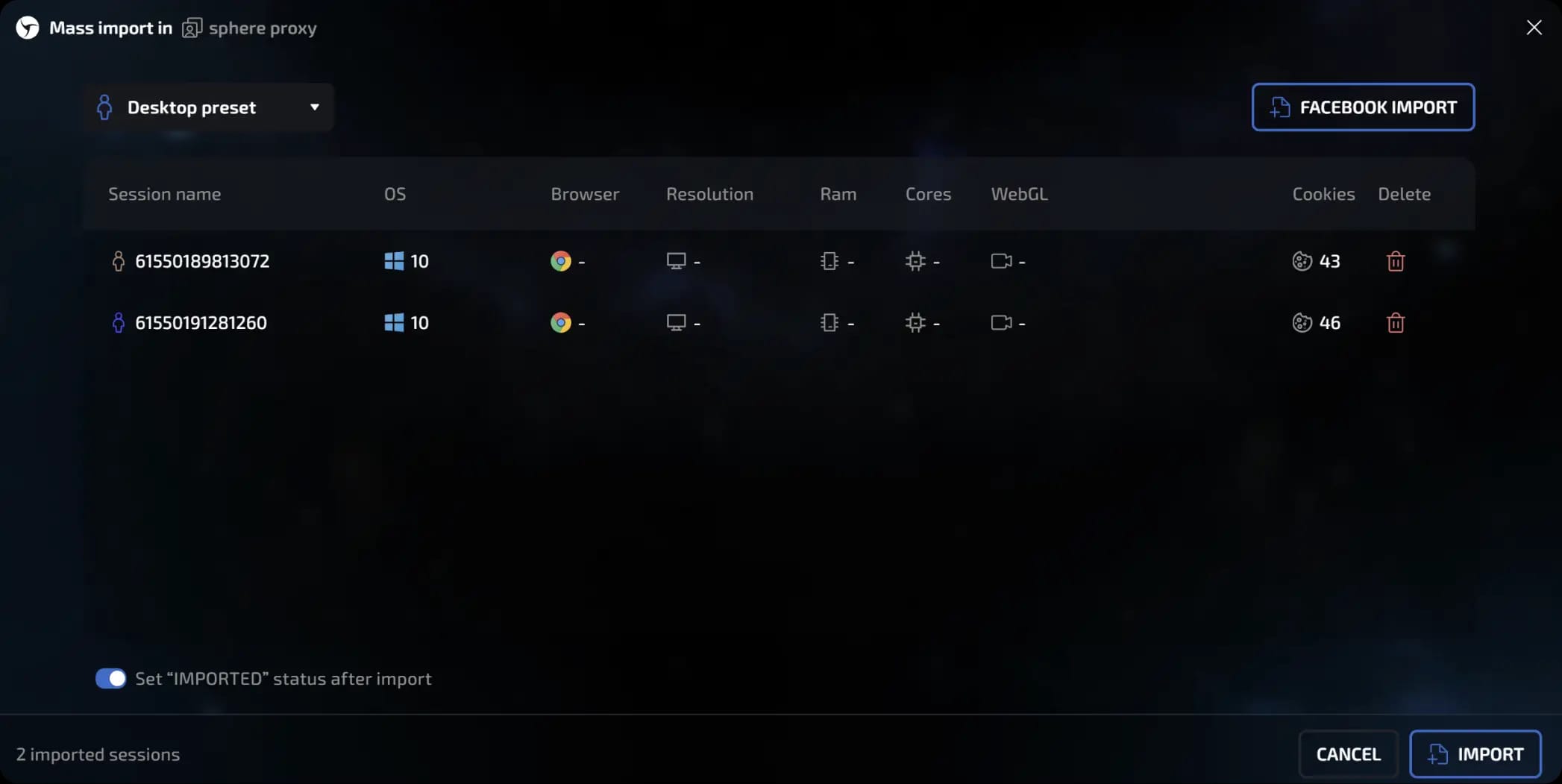 facebook preset