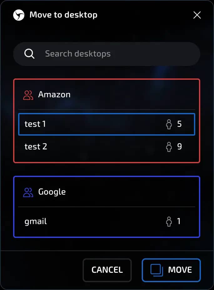 move to desktop