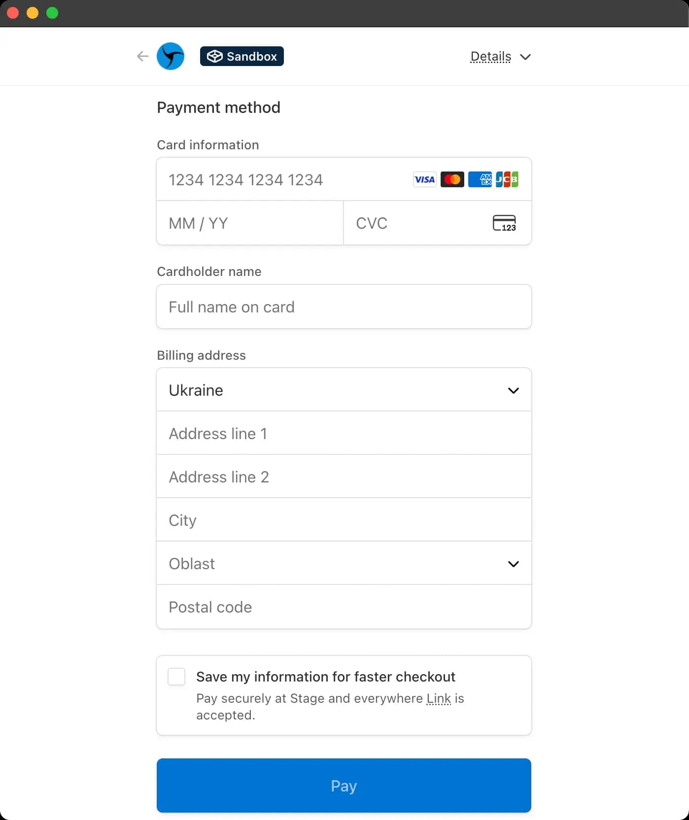 credit card info