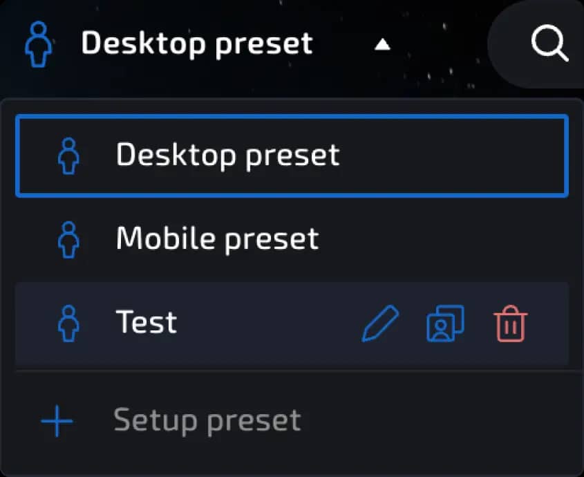 presets location