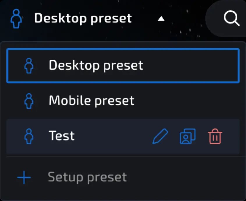 presets location
