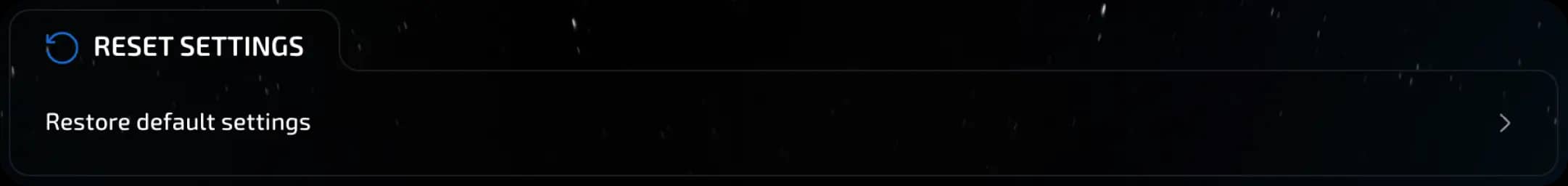 reset settings
